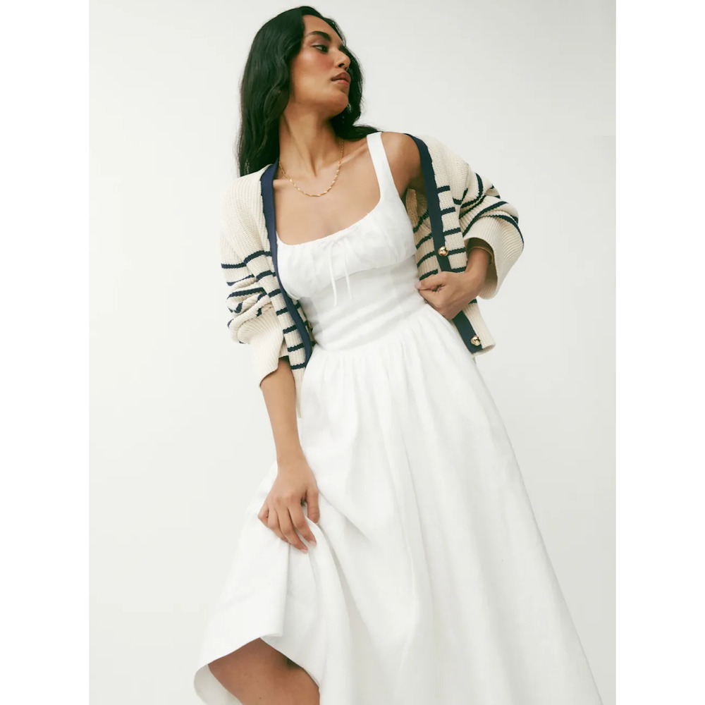 Reformation White Balia Linen Dress US 6 - Picture 4 of 13
